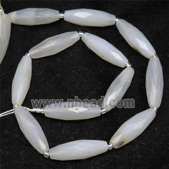 white Agate beads, faceted rice