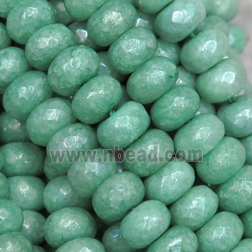 green Jasper beads, faceted rondelle, light plated