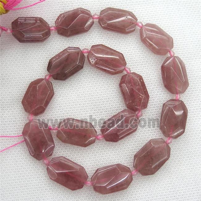 Strawberry Quartz beads, faceted rectangle