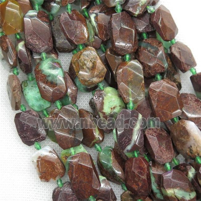 Chrysoprase beads, faceted rectangle, B-grade