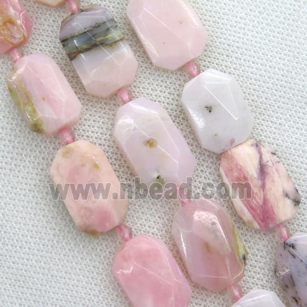 Pink Opal Jasper beads, faceted rectangle