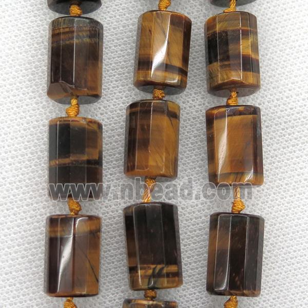 Tiger eye stone beads, faceted Column