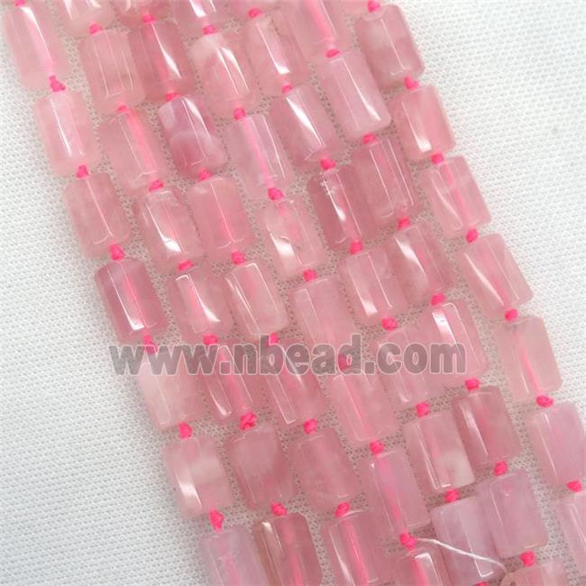 Rose Quartz Beads, faceted column