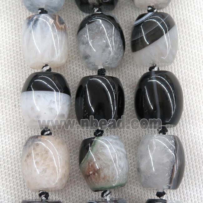 white Druzy Agate barrel beads