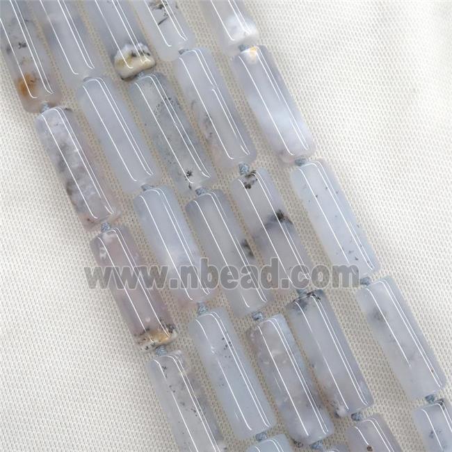 blue Chalcedony Agate column beads