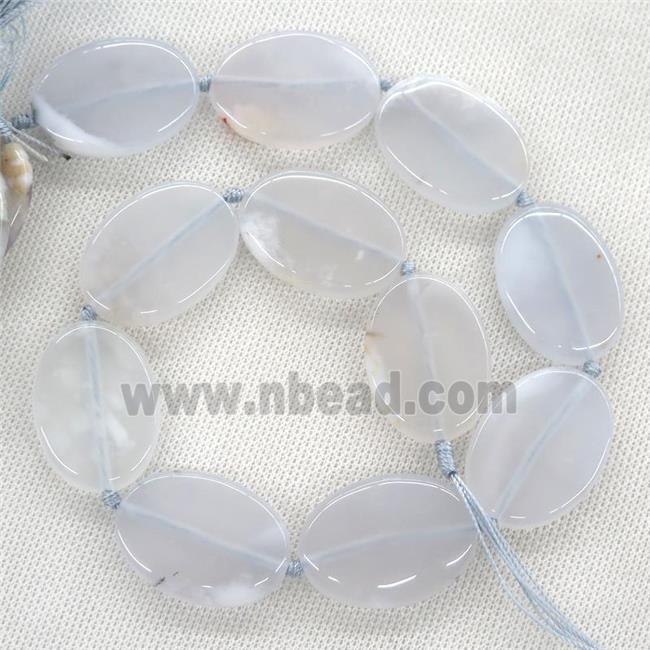 blue Chalcedony Agate oval beads