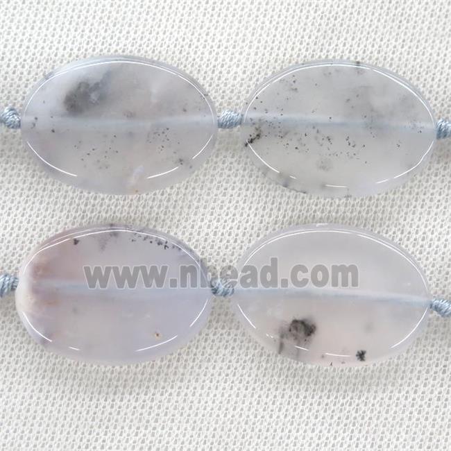 blue Chalcedony Agate oval beads