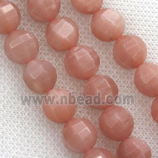 peach SunStone Beads, faceted round