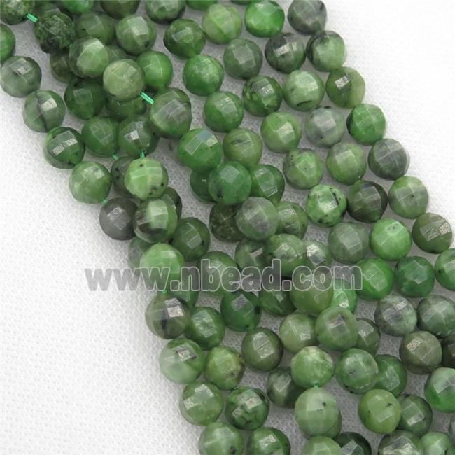 Chinese Hetian Nephrite Jade Beads Faceted Round Green