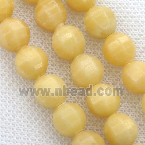 Yellow Jade Beads, faceted round