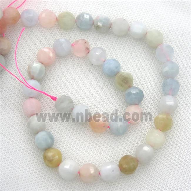 Morganite Beads, multi-color, faceted round