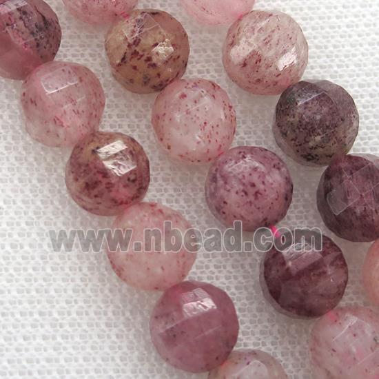 Strawberry Quartz Beads, faceted round