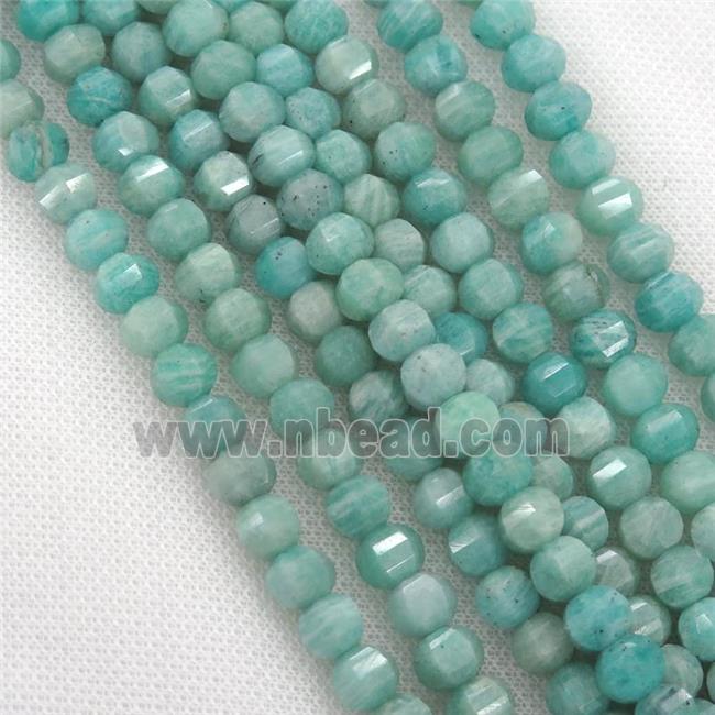 green Amazonite Beads, faceted round