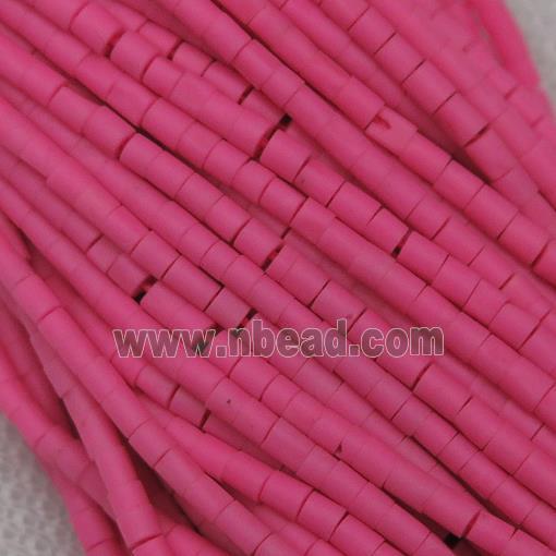 tiny synthetic turquoise tube beads, hotpink