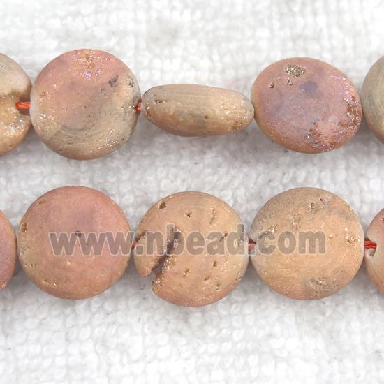 champagne Druzy Agate circle beads