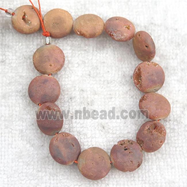 champagne Druzy Agate circle beads