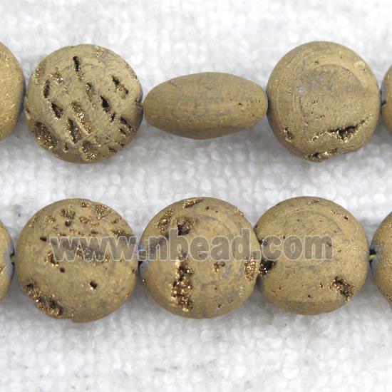 gold Druzy Agate circle beads