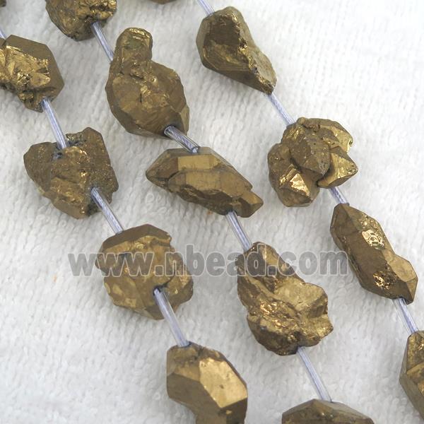 golden Crystal Quartz chip beads