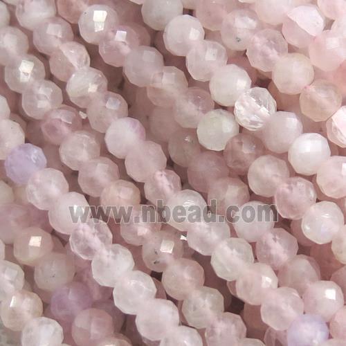 Madagascar Rose Quartz beads, faceted rondelle