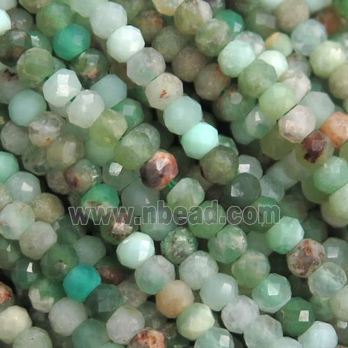 tiny green Australian Chrysoprase Beads, faceted rondelle