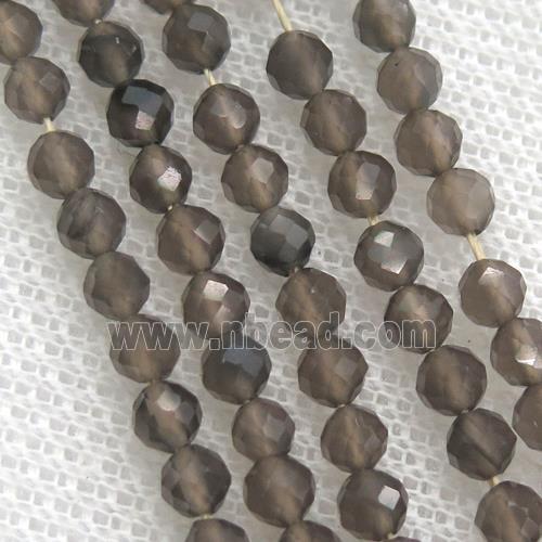 tiny Smoky Quartz beads, faceted round