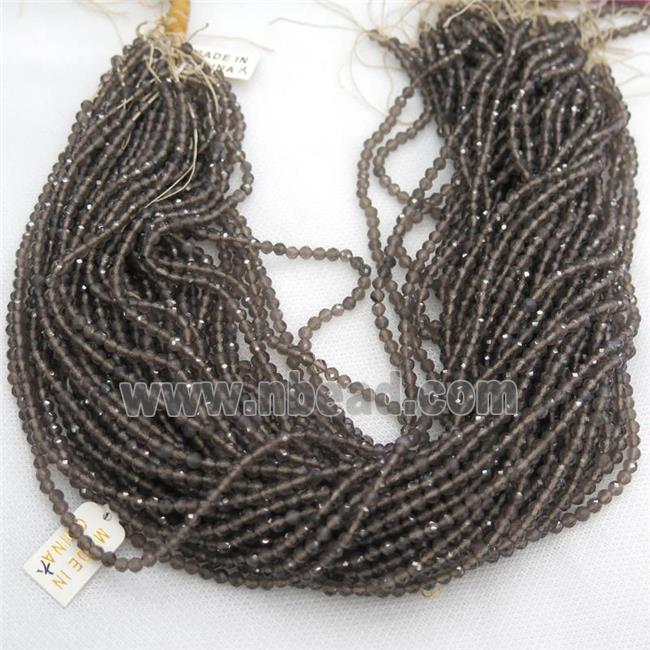 tiny Smoky Quartz beads, faceted round