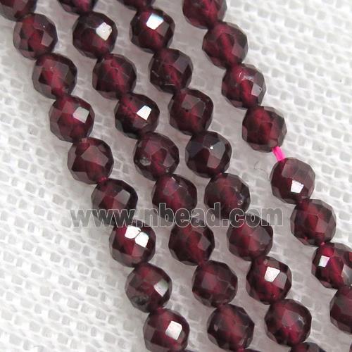 red Garnet Seed Beads, faceted round