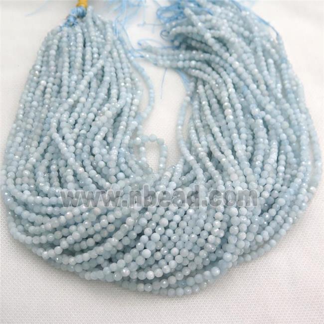 blue Aquamarine Beads, faceted round