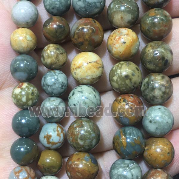 natural Oregon Picture Jasper beads, round