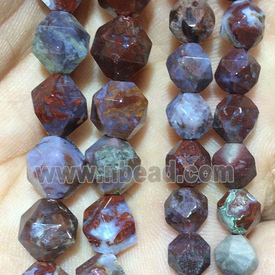 red Blood Stone beads, faceted round