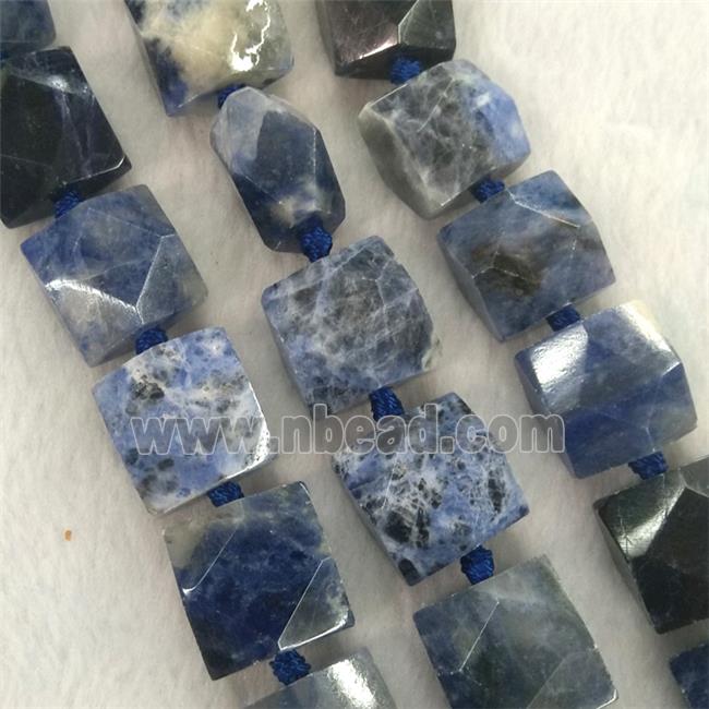 blue Sodalite beads, faceted square