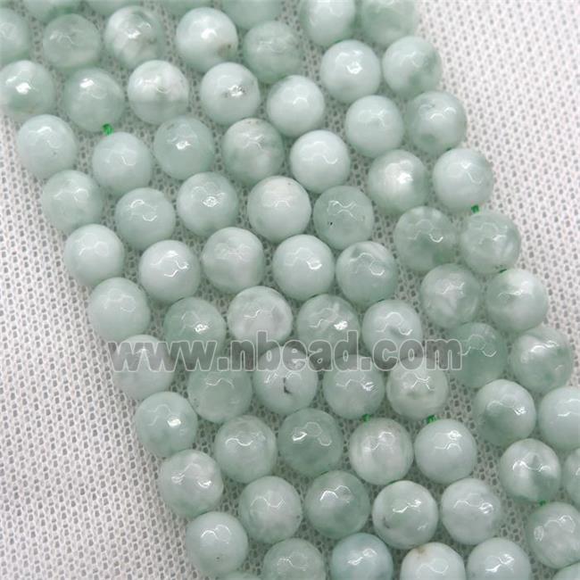 Natural Green Snowflake Angelite Beads Faceted Round