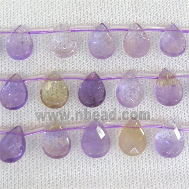 Ametrine beads, faceted teardrop, top-drilled