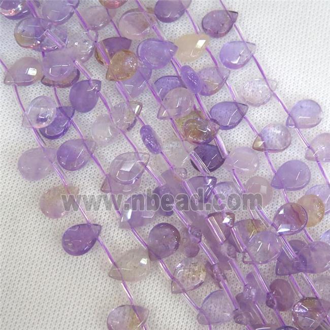 Ametrine beads, faceted teardrop, top-drilled