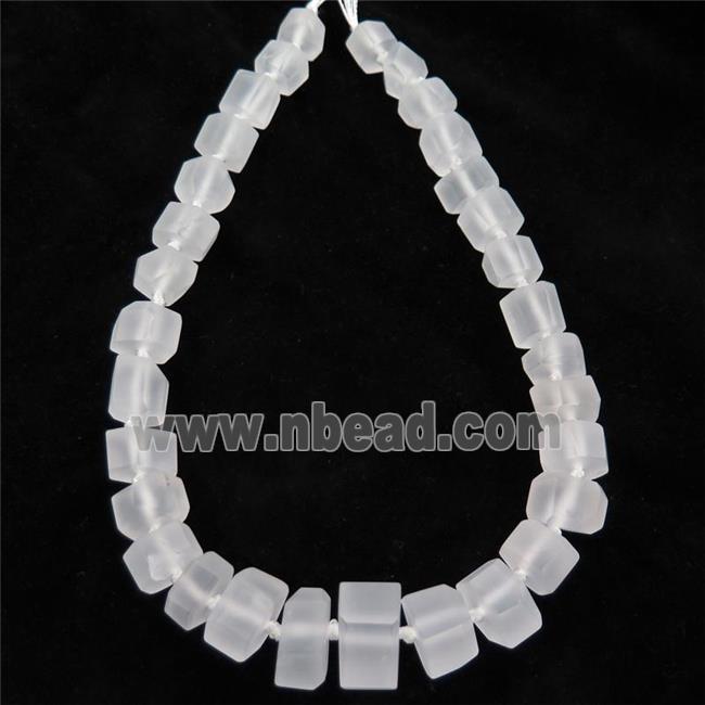 Clear Quartz rondelle beads, graduate, matte