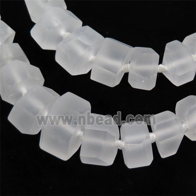 Clear Quartz rondelle beads, graduate, matte