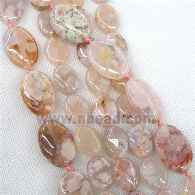 natural Cherry blossom Agate oval beads