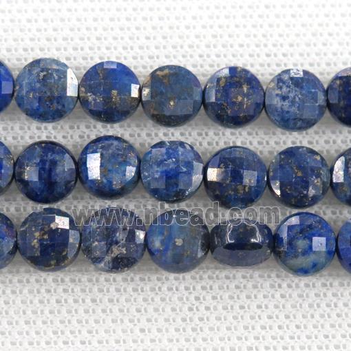 blue Lapis Beads, faceted coin