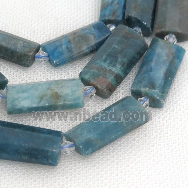 blue Apatite Beads, faceted rectangle