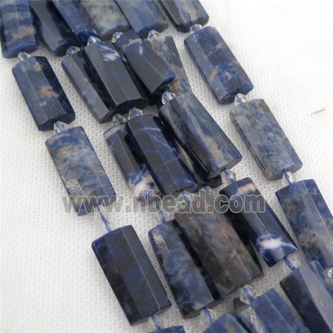 blue Sodalite Beads, faceted rectangle