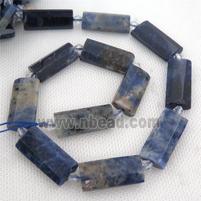 blue Sodalite Beads, faceted rectangle