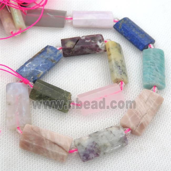 mix Gemstone beads, faceted rectangle