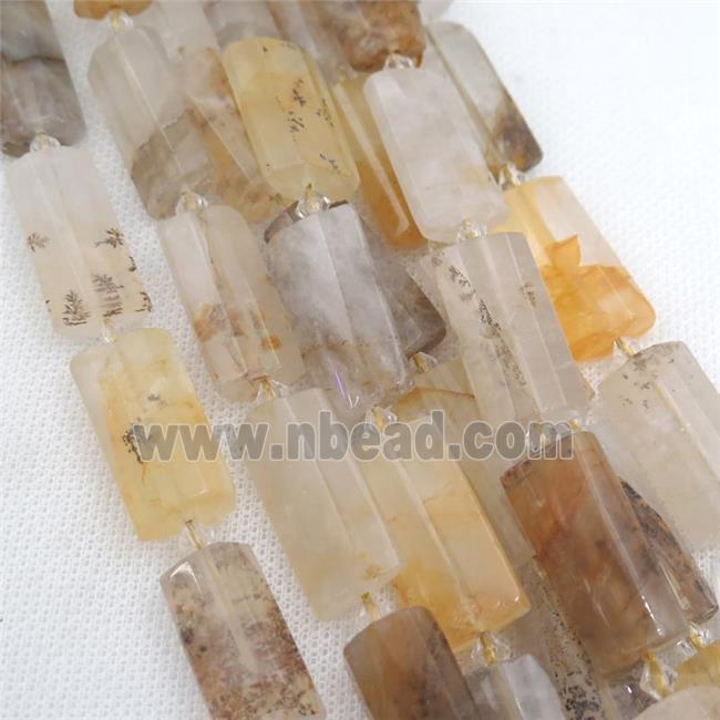 landscape Quartz Beads, faceted rectangle