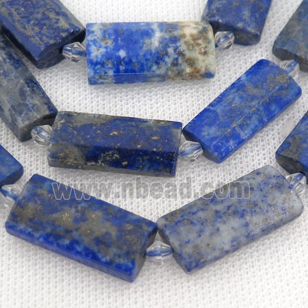 blue Lapis Lazuli Beads, faceted rectangle