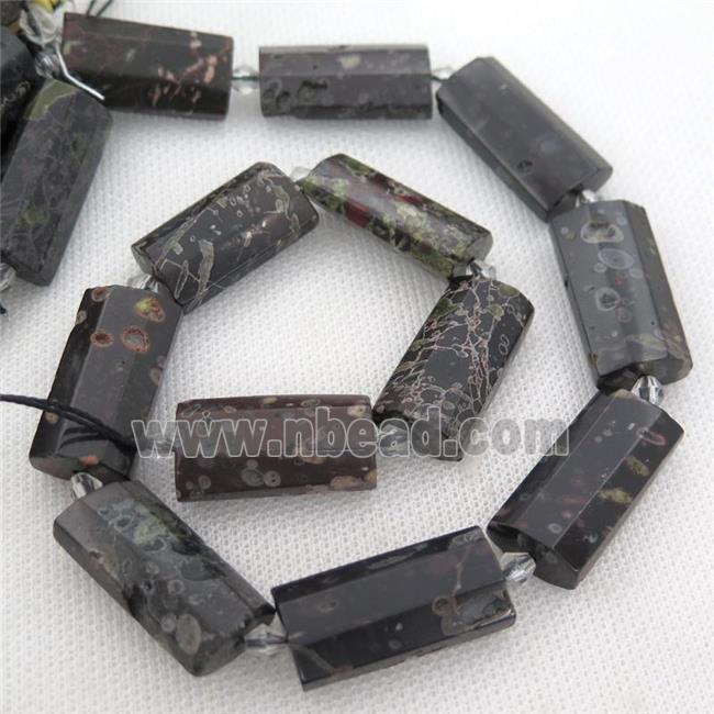 plum blossom Jasper Beads, faceted rectangle