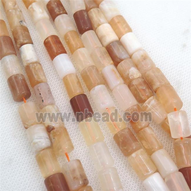 orange Opal Beads, faceted Cylinder