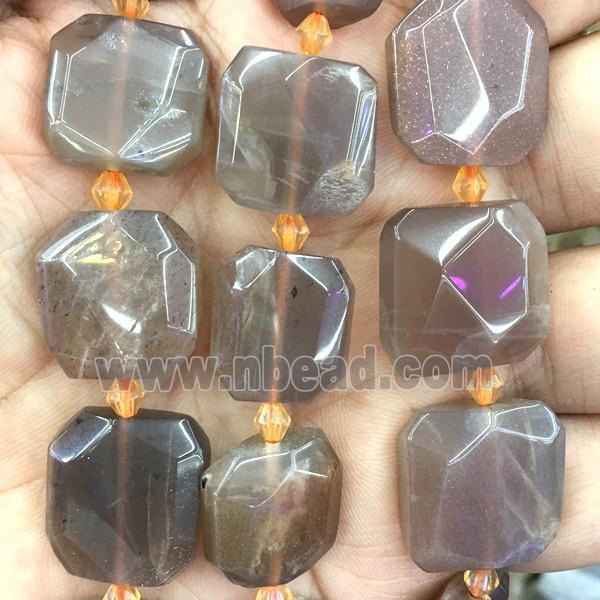 gray Moonstone square beads