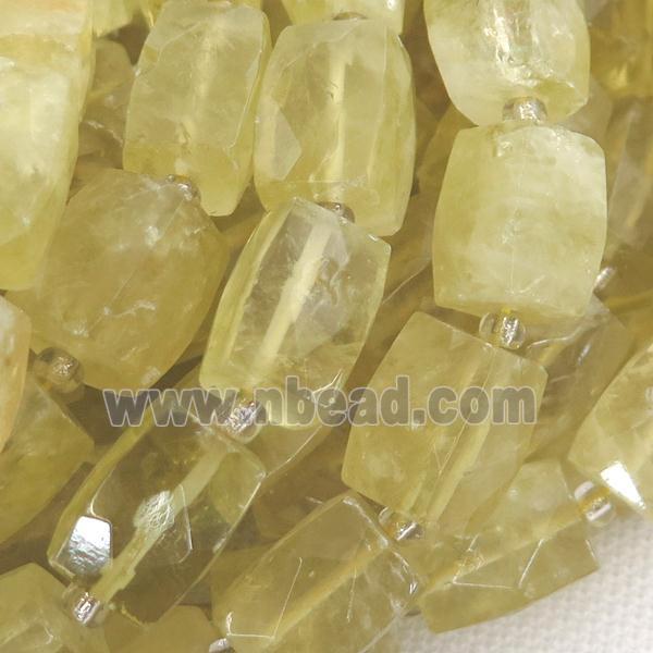 Lemon Quartz Beads, faceted Cuboid