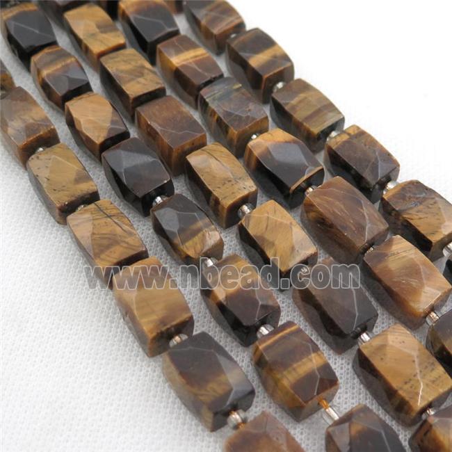 Tiger eye stone Beads, faceted Cuboid