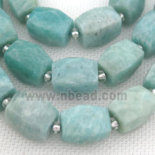 green Amazonite Beads, faceted Cuboid